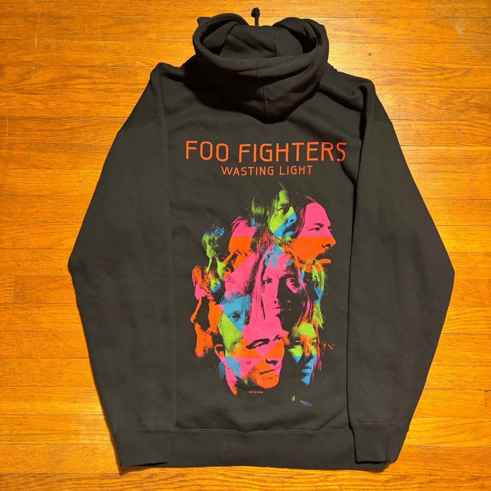 Foo Fighters Wasting Light 2011 Tour Full Zip Hoodie Black Mens Large Dave Grohl